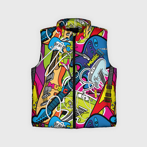 Детский жилет Guitars - pop art pattern / 3D-Красный – фото 1