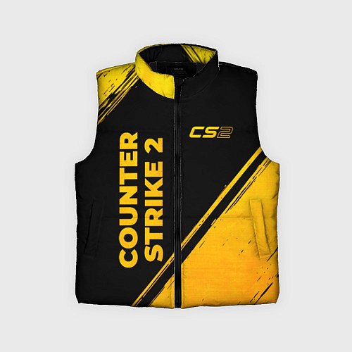 Детский жилет Counter Strike 2 - gold gradient: надпись, символ / 3D-Черный – фото 1