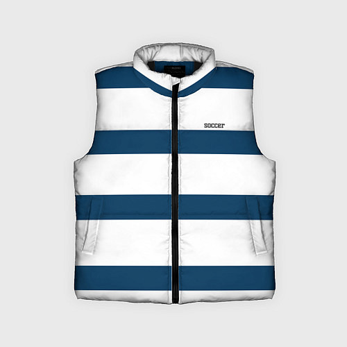 Детский жилет Бело-синий полосатый узор / 3D-Черный – фото 1