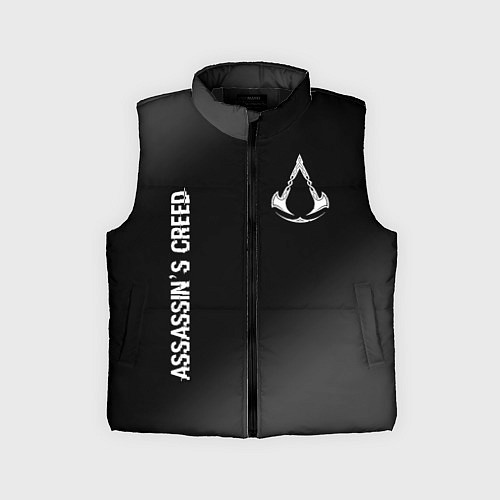 Детский жилет Assassins Creed glitch на темном фоне: надпись, си / 3D-Черный – фото 1