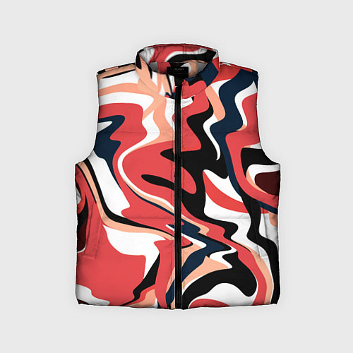 Детский жилет Абстракция кривые линии черно-красный / 3D-Светло-серый – фото 1