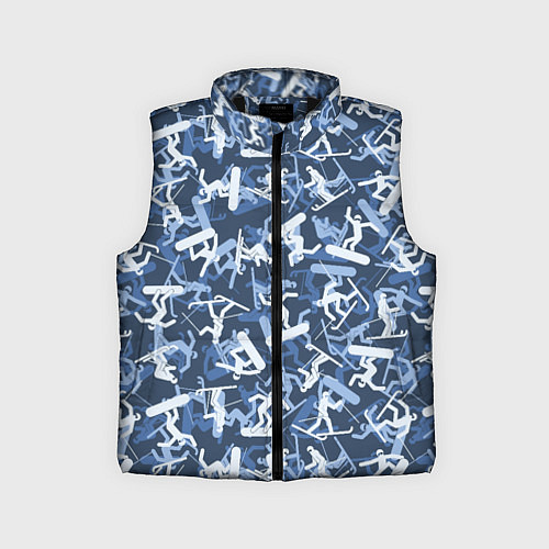 Детский жилет Сноубордист и Лыжник - камуфляж / 3D-Черный – фото 1