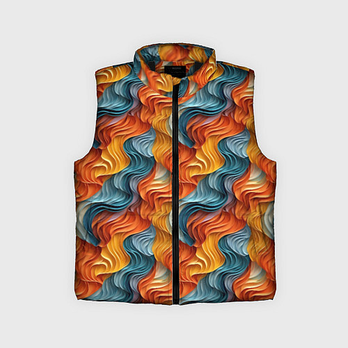 Детский жилет Волны ярких красок / 3D-Черный – фото 1