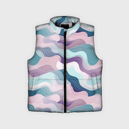 Детский жилет Абстрактные волны разноцветные / 3D-Черный – фото 1