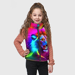 Детский жилет Неоновый лев в цветовой абстракции, цвет: 3D-красный — фото 2