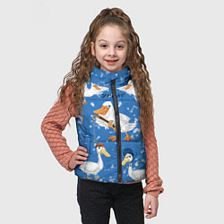 Детский жилет Белые гуси и утки, цвет: 3D-красный — фото 2