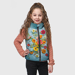 Детский жилет Букет полевых цветов на ткани, цвет: 3D-светло-серый — фото 2