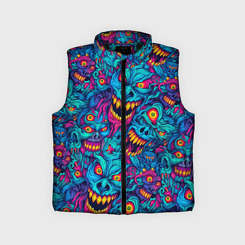 Детский жилет Неоновые монстры - graffiti art style pattern / 3D-Черный – фото 1