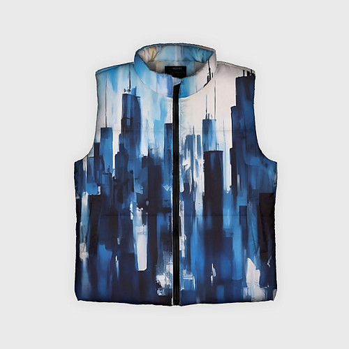 Детский жилет Мегаполис акварелью / 3D-Светло-серый – фото 1
