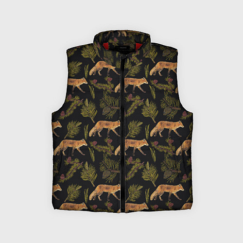 Детский жилет Лиса и хвоя / 3D-Красный – фото 1