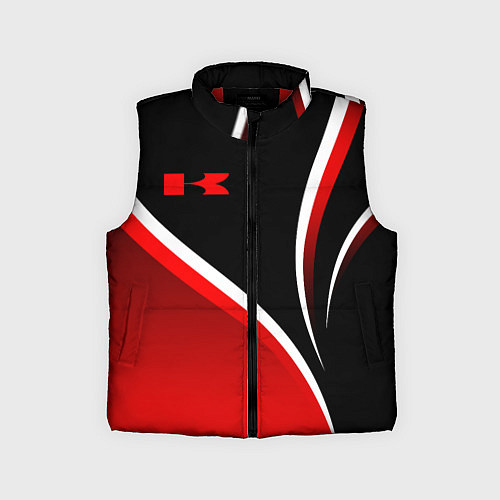 Детский жилет Кавасаки - красные волны / 3D-Красный – фото 1