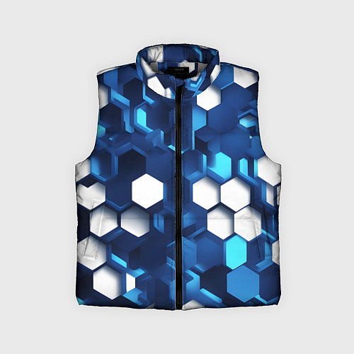 Детский жилет Cyber hexagon Blue / 3D-Светло-серый – фото 1