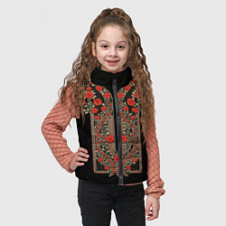 Детский жилет Растительный цветочный орнамент - красные розы на, цвет: 3D-черный — фото 2