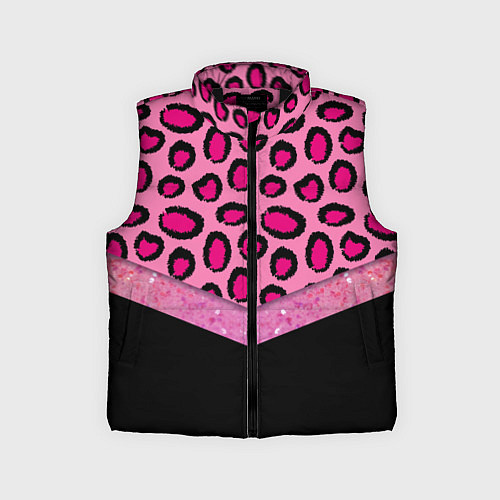 Детский жилет Розовый леопард и блестки принт / 3D-Черный – фото 1