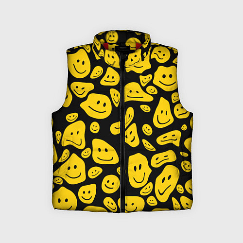 Детский жилет Расплывающиеся смайлы на черном / 3D-Красный – фото 1