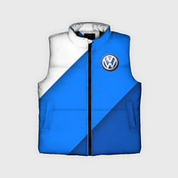 Детский жилет Volkswagen - голубые линии, цвет: 3D-черный