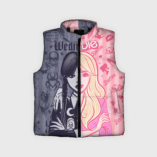 Детский жилет Барби и Уэнсдей - мои две личности: в стиле тату / 3D-Черный – фото 1