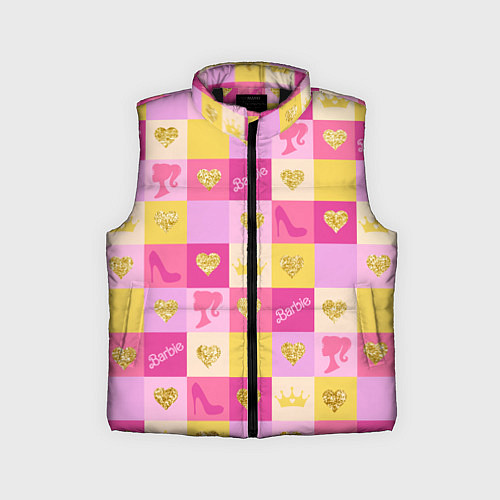 Детский жилет Барби: желтые и розовые квадраты паттерн / 3D-Черный – фото 1