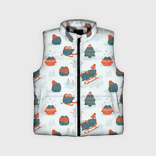 Детский жилет Зимние веселые лягушки / 3D-Черный – фото 1