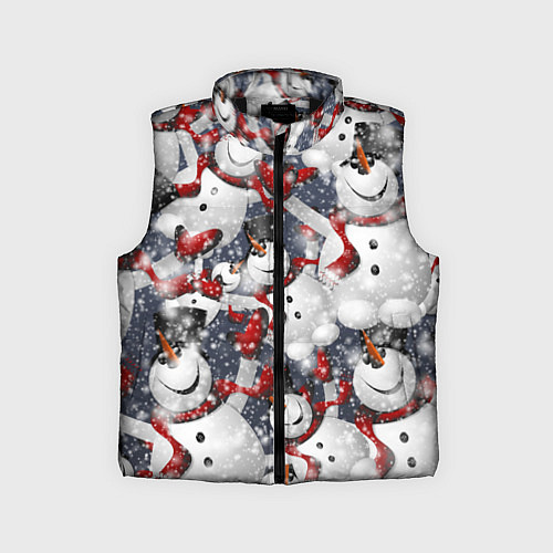 Детский жилет Зимний паттерн со снеговиками / 3D-Черный – фото 1