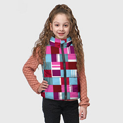 Детский жилет Ретро квадраты вишнёвые, цвет: 3D-светло-серый — фото 2