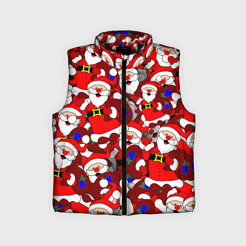 Детский жилет Новогодний паттерн с дедами морозами / 3D-Черный – фото 1