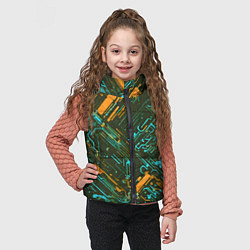 Детский жилет Киберпанк линии оранжевые и голубые, цвет: 3D-красный — фото 2