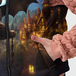 Детский жилет Летучая мышка на фоне луны и замка, цвет: 3D-черный — фото 2