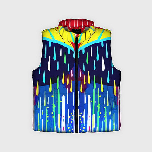 Детский жилет Два зонтика под дождём - нейросеть / 3D-Светло-серый – фото 1