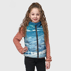 Детский жилет Новогодний пейзаж природа, цвет: 3D-красный — фото 2