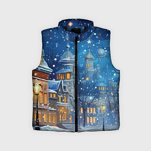 Детский жилет Новогоднее настроение город / 3D-Черный – фото 1