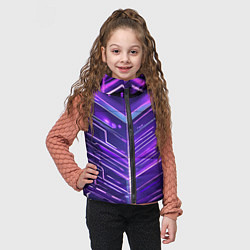 Детский жилет Фиолетовые неон полосы киберпанк, цвет: 3D-светло-серый — фото 2