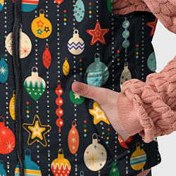Детский жилет Новогодние ёлочные игрушки на черном фоне, цвет: 3D-черный — фото 2