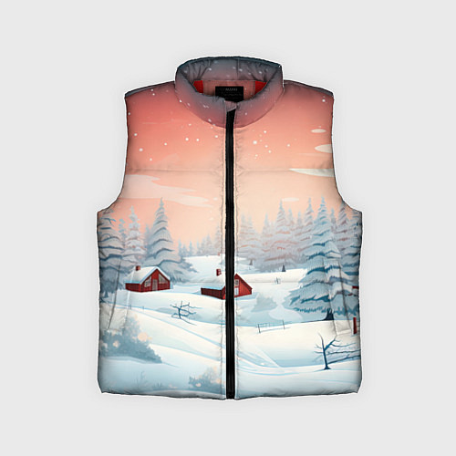 Детский жилет Погружение в зимнюю атмосферу / 3D-Красный – фото 1