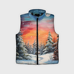 Детский жилет Заснеженная радость нового года, цвет: 3D-черный
