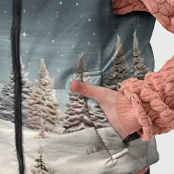 Детский жилет Зимний пейзаж с елями и снегом, цвет: 3D-черный — фото 2