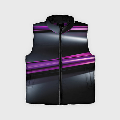 Детский жилет Фиолетовые полосы на черном фоне / 3D-Черный – фото 1