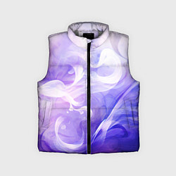 Детский жилет Белые узоры на абстрактном фиолетовом фоне, цвет: 3D-светло-серый