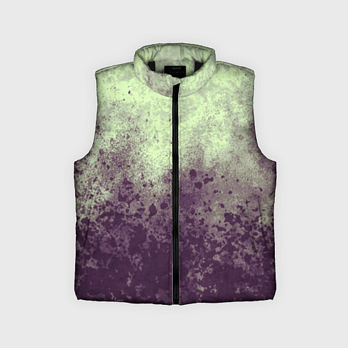 Детский жилет Абстракция - фиолетовые пятна на зеленом фоне / 3D-Черный – фото 1