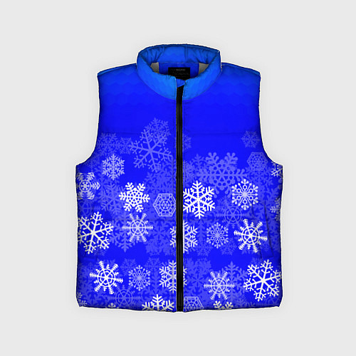 Детский жилет Снежинки на синем / 3D-Светло-серый – фото 1