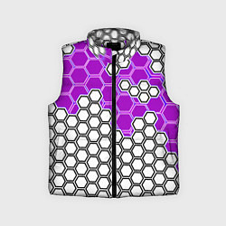 Детский жилет Фиолетовая энерго-броня из шестиугольников, цвет: 3D-светло-серый