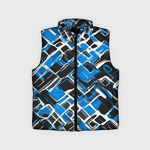 Детский жилет Синие фигуры и белые линии / 3D-Светло-серый – фото 1