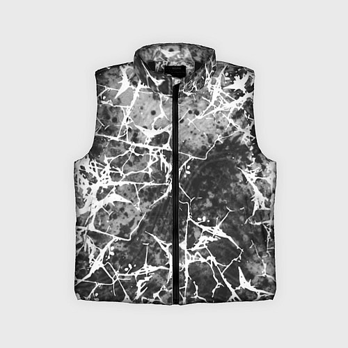 Детский жилет Абстракция - белые трещины на сером фоне / 3D-Черный – фото 1