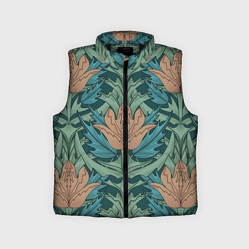 Детский жилет Цветы в стиле Уильяма Морриса - паттерн / 3D-Черный – фото 1