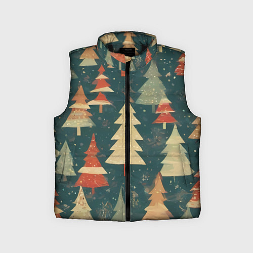 Детский жилет Елки новый год / 3D-Черный – фото 1