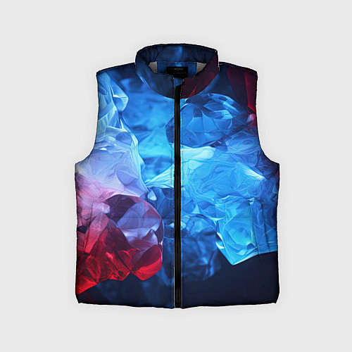 Детский жилет Синяя ледяная абстракция с красным / 3D-Светло-серый – фото 1