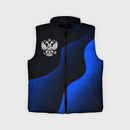 Детский жилет Герб РФ - глубокий синий / 3D-Черный – фото 1
