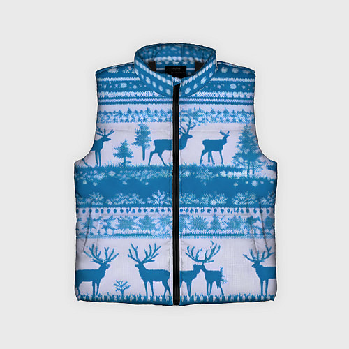 Детский жилет Синие олени / 3D-Черный – фото 1