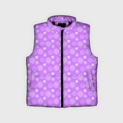 Детский жилет Сиреневый паттерн цветы / 3D-Черный – фото 1