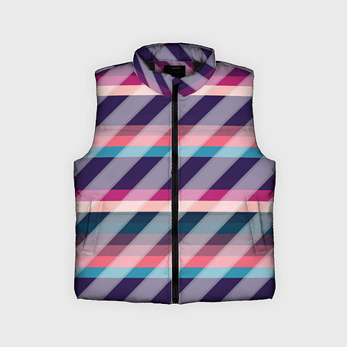 Детский жилет Косая клетка: разные оттенки фиолетового / 3D-Черный – фото 1